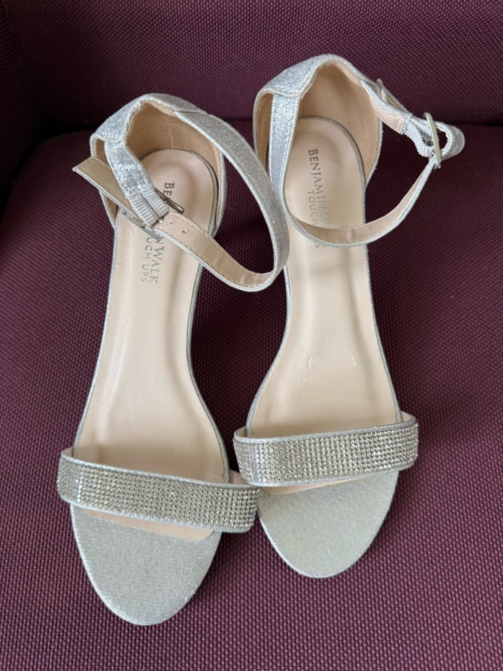 Benjamin Walk Sparkling Silver Ankle-Strap Heels